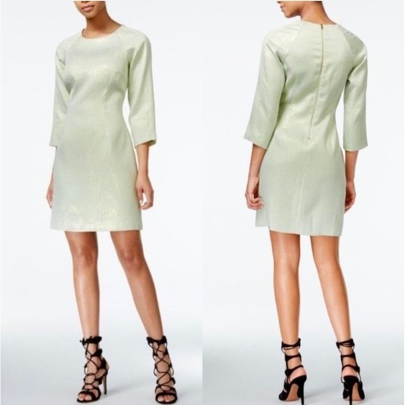 RACHEL Rachel Roy Dresses & Skirts - Rachel Rachel Roy Sheath Dress Women 6 Pale Green‎ Metallic Shimmer Retro Glitzy